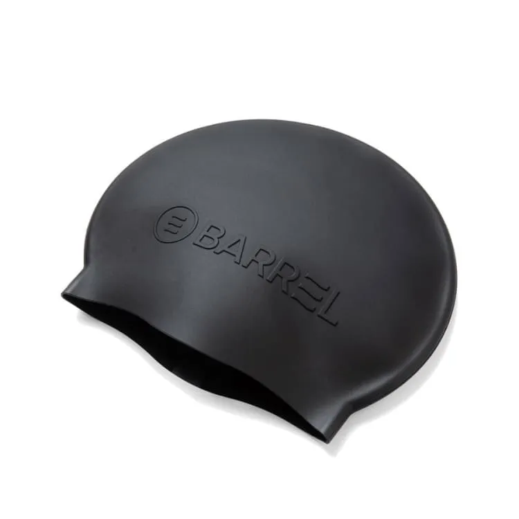 Barrel Basic Embossing Silicone Swim Cap-BLACK