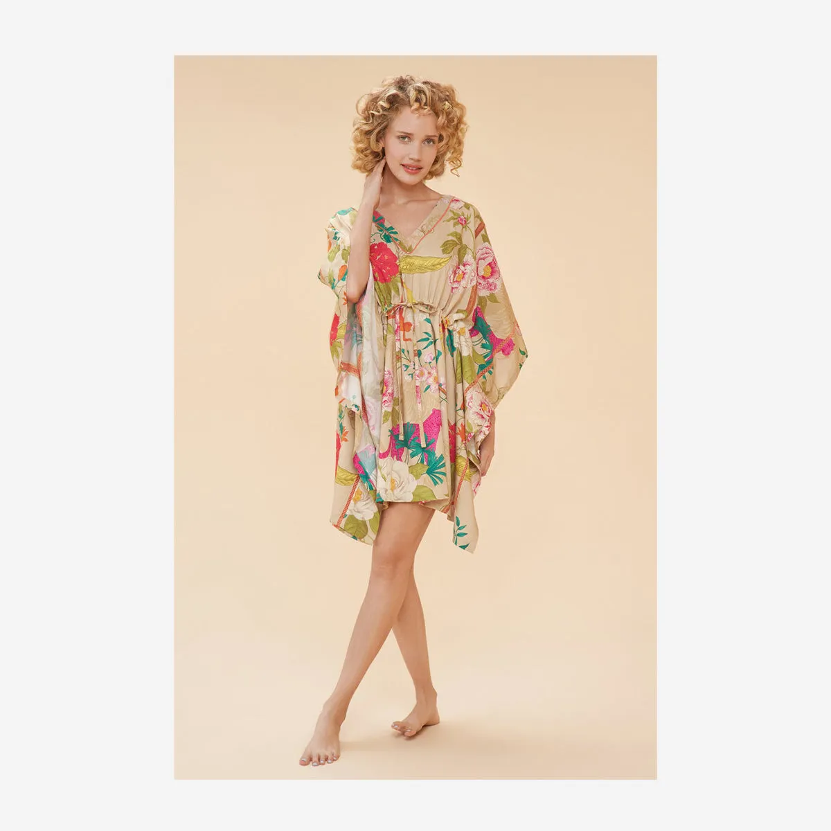 BEACH COVER UP - TROPICAL FLORA & FAUNA COCONUT