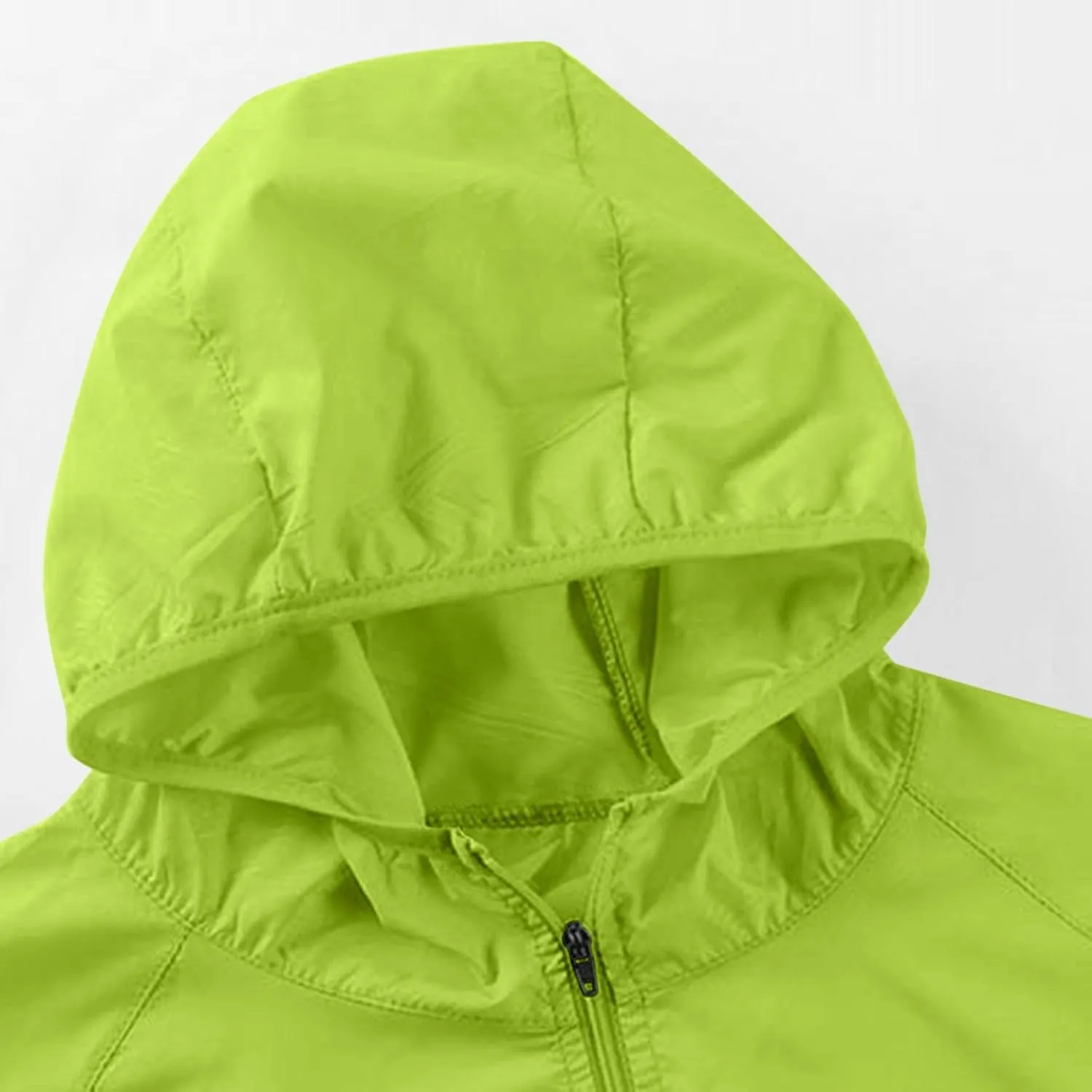 Binmer Women Men Windproof Jacket Plus Size Lightweight Sun Protection Hooded Full Zip Windbreaker Outdoor Riding Sports Coat