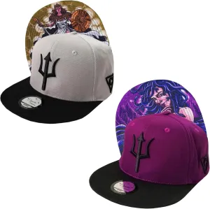 Exclusive Snapback Bundle – Medusa & Athena Caps, Purple and Grey Snapback Hat Combination, Ancient Greek Gods and Dieties, Snake Hair and Goddess of Wisdom