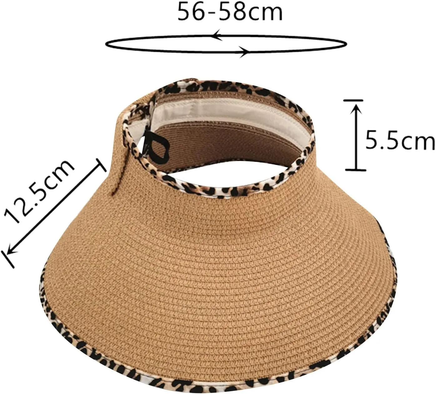 Foldable Wide Brim Visor Hat Sun Hats for Women, Straw Visor Hat Summer Sun Beach Hat Sunscreen Breathable Beach