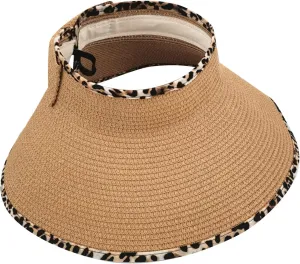 Foldable Wide Brim Visor Hat Sun Hats for Women, Straw Visor Hat Summer Sun Beach Hat Sunscreen Breathable Beach