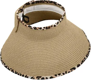 Foldable Wide Brim Visor Hat Sun Hats for Women, Straw Visor Hat Summer Sun Beach Hat Sunscreen Breathable Beach