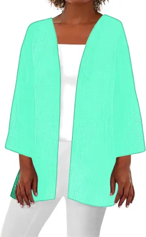 Lightweight Cardigan For Women 3/4 Sleeve Open Front Beach Cover Up Hiking Travel Sun Protection Jacket UV Clothing