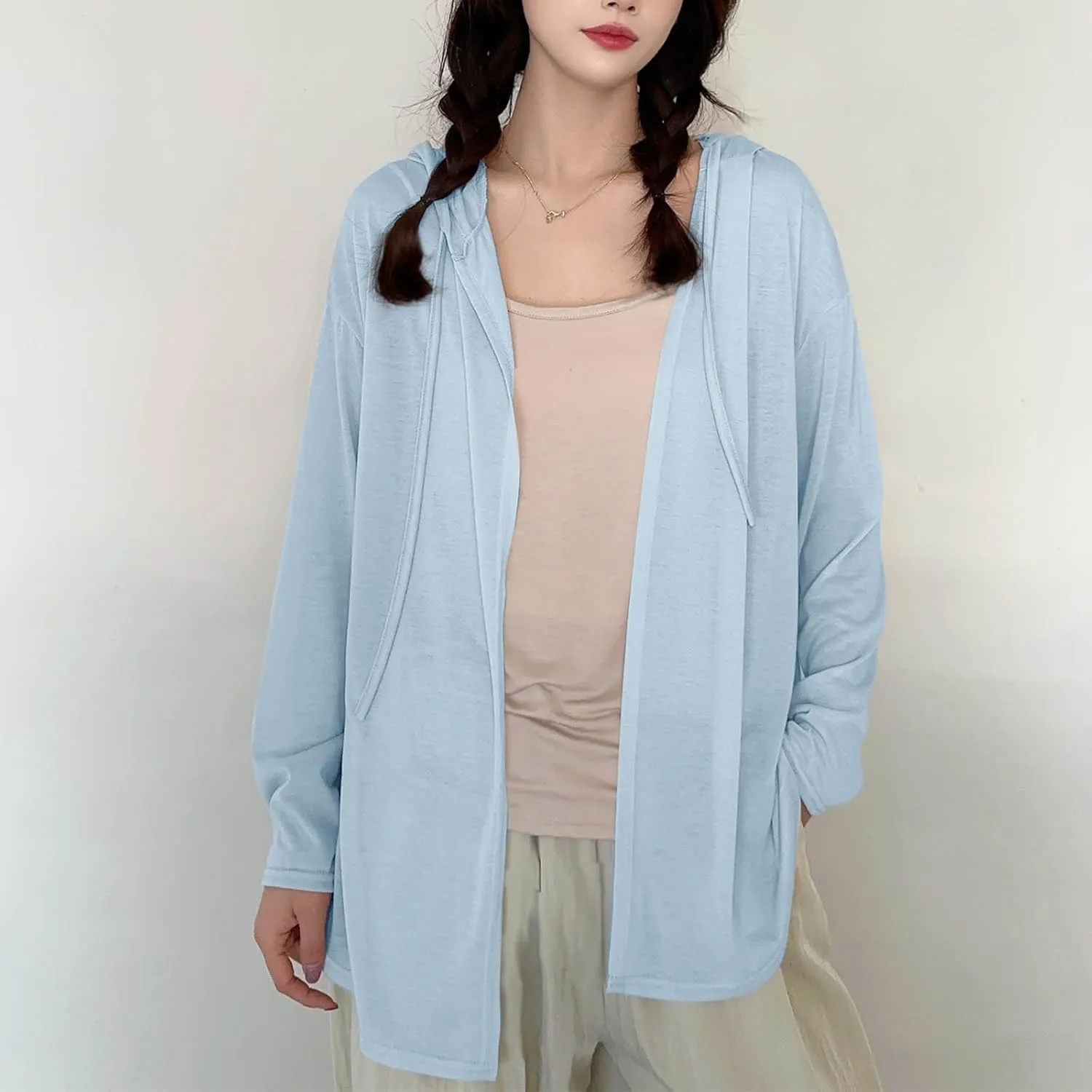 Lightweight Hoodie For Women Cardigans Open Front Cover Ups Long Sleeve Outwear Coat Sun Protection Cover Clothes