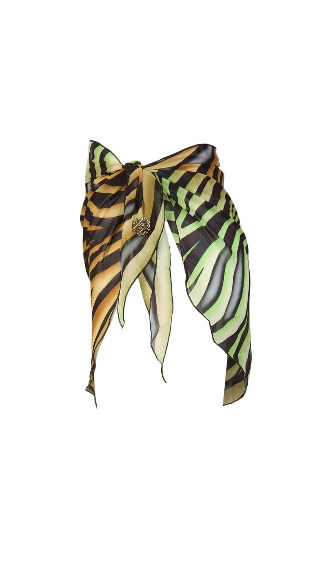 Roberto Cavalli  Floral Printed Asymmetric Chiffon Cover Up Skirt-