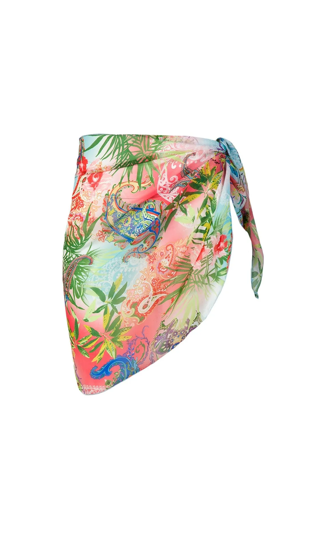 Roberto Cavalli  Floral Printed Asymmetric Chiffon Cover Up Skirt-