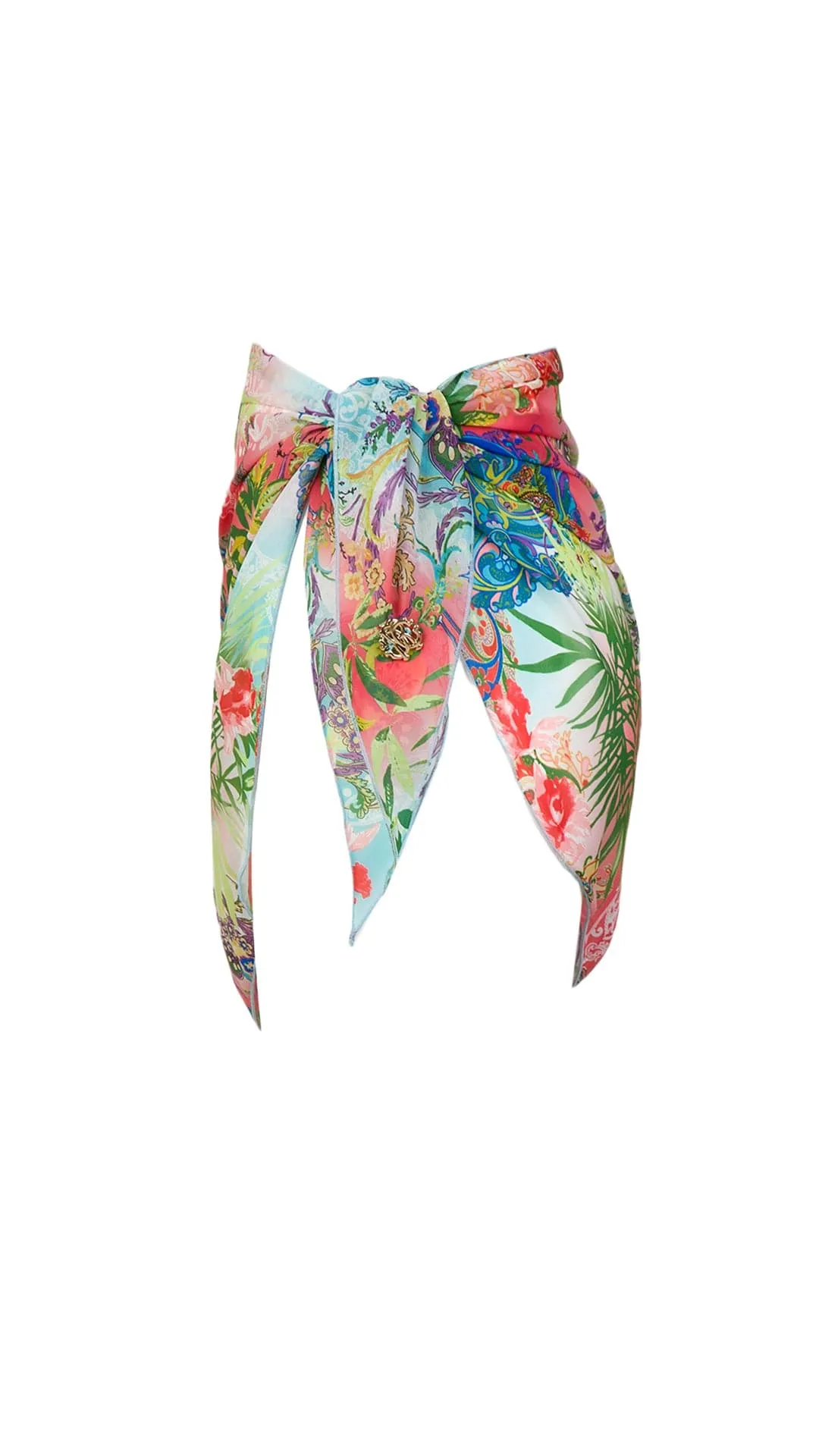 Roberto Cavalli  Floral Printed Asymmetric Chiffon Cover Up Skirt-