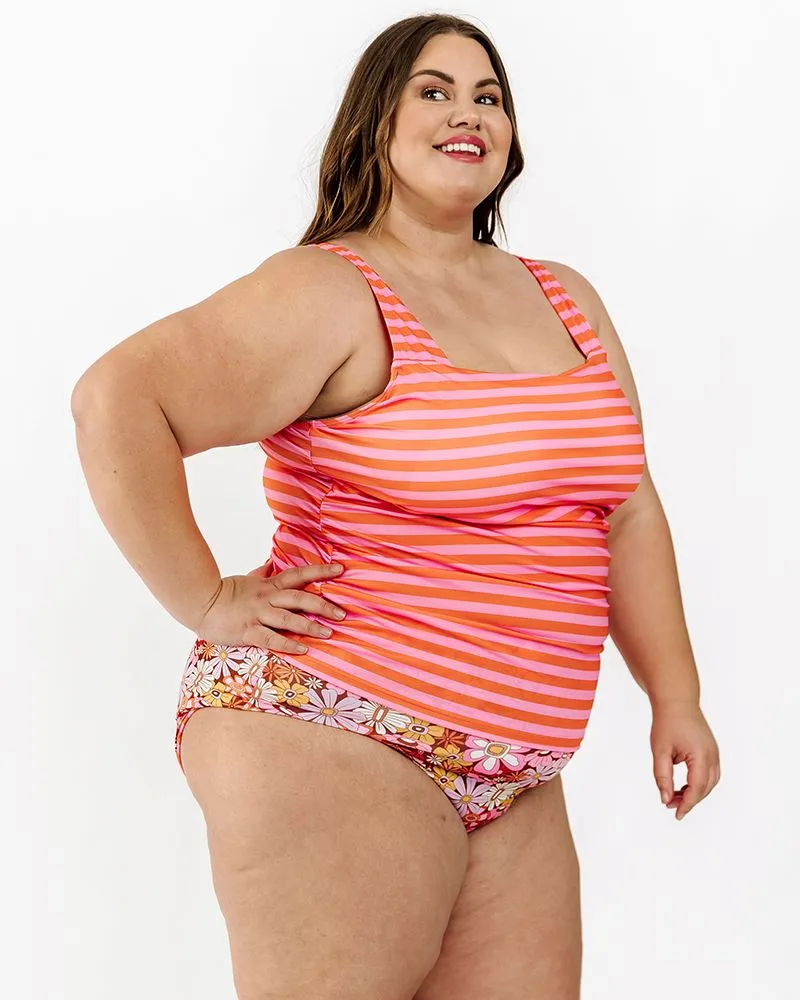 Sherbet Stripe Square Neck Tankini Top