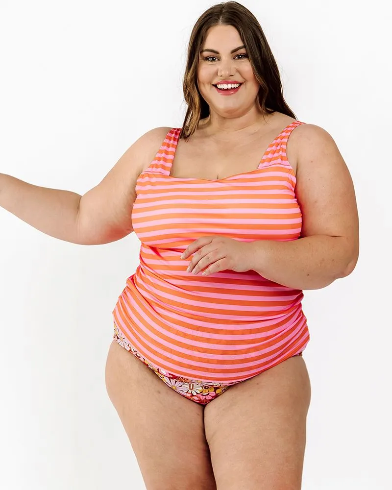 Sherbet Stripe Square Neck Tankini Top