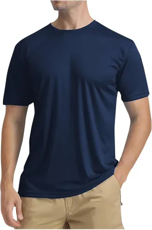 Swim Shirts Short Sleeve Tops for Men Sun Protection UPF 50  Fishing Rash Guard UV Gym Workout Tee for Running Outdoor