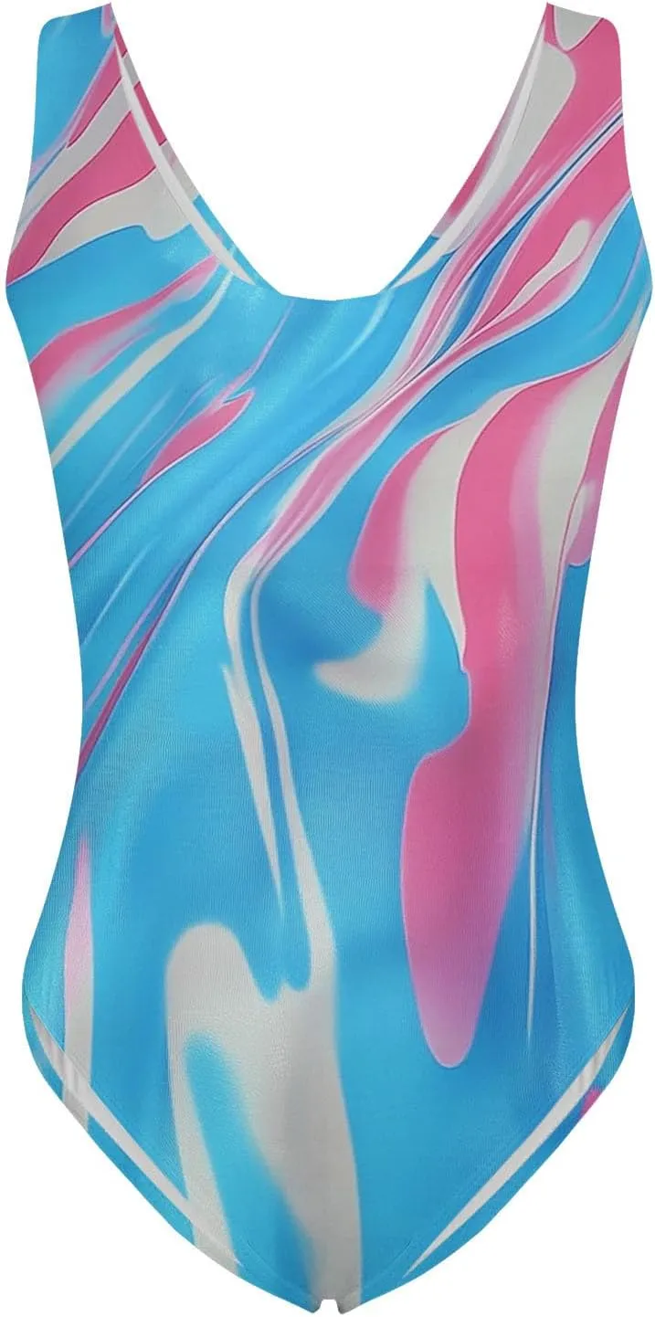 Swim Suits for Women 2025 Tummy Control One Piece Swimsuit Slimming Backless Monokini Boho Floral Bathing Suit