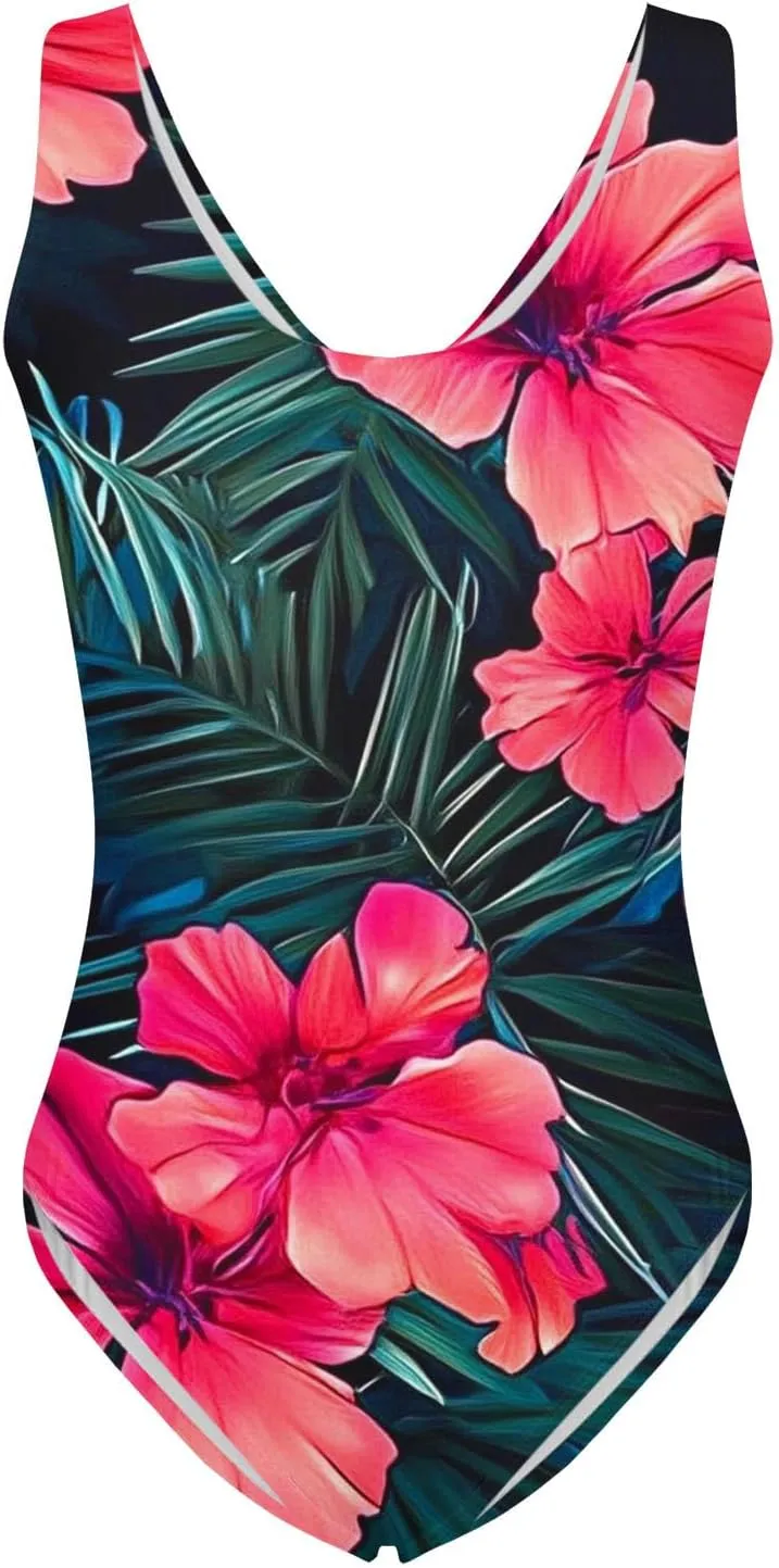 Swim Suits for Women 2025 Tummy Control One Piece Swimsuit Slimming Backless Monokini Boho Floral Bathing Suit
