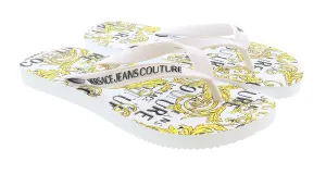 Versace Jeans Couture White/Gold Signature Sole Fashion Flip Flop-