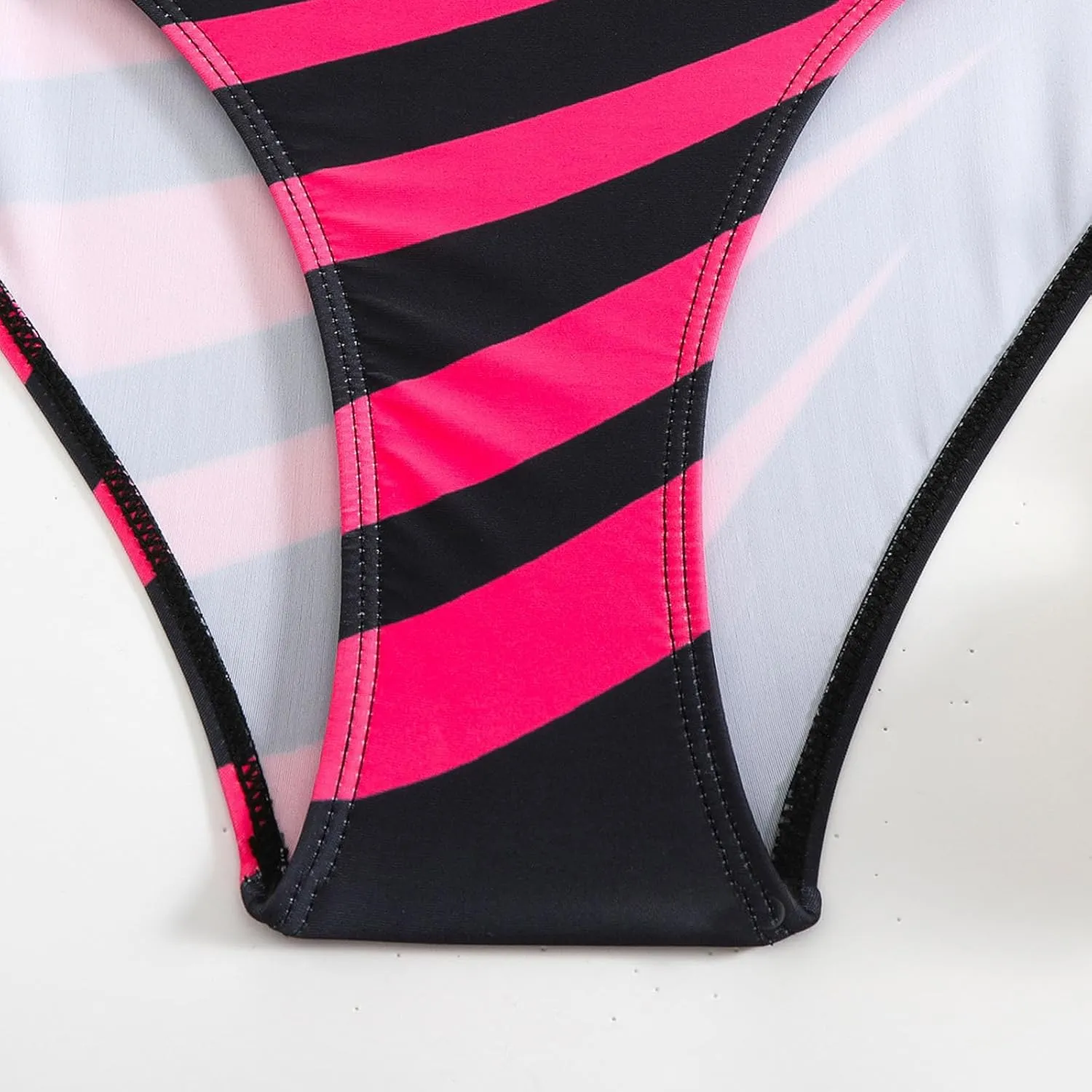 Women's One Piece Swimsuit Fashion Striped One Shoulder Tummy Control Slimming Bathing Suit Summer Beach Swimwear