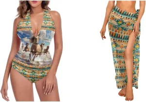 Womens One Piece Swimsuit with Cover Up Beach Travel Vacation Outfits 2025 Sarong Wrap Bathing Suit Sets