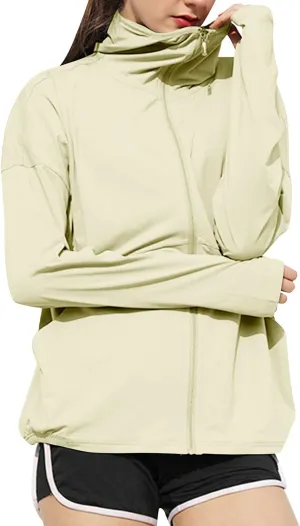 Womens UV Protection Jackets With Hoodie 2025 Summer Lightweight Full Zip Up Sun Protect Coat With Pockets Thumb Hole